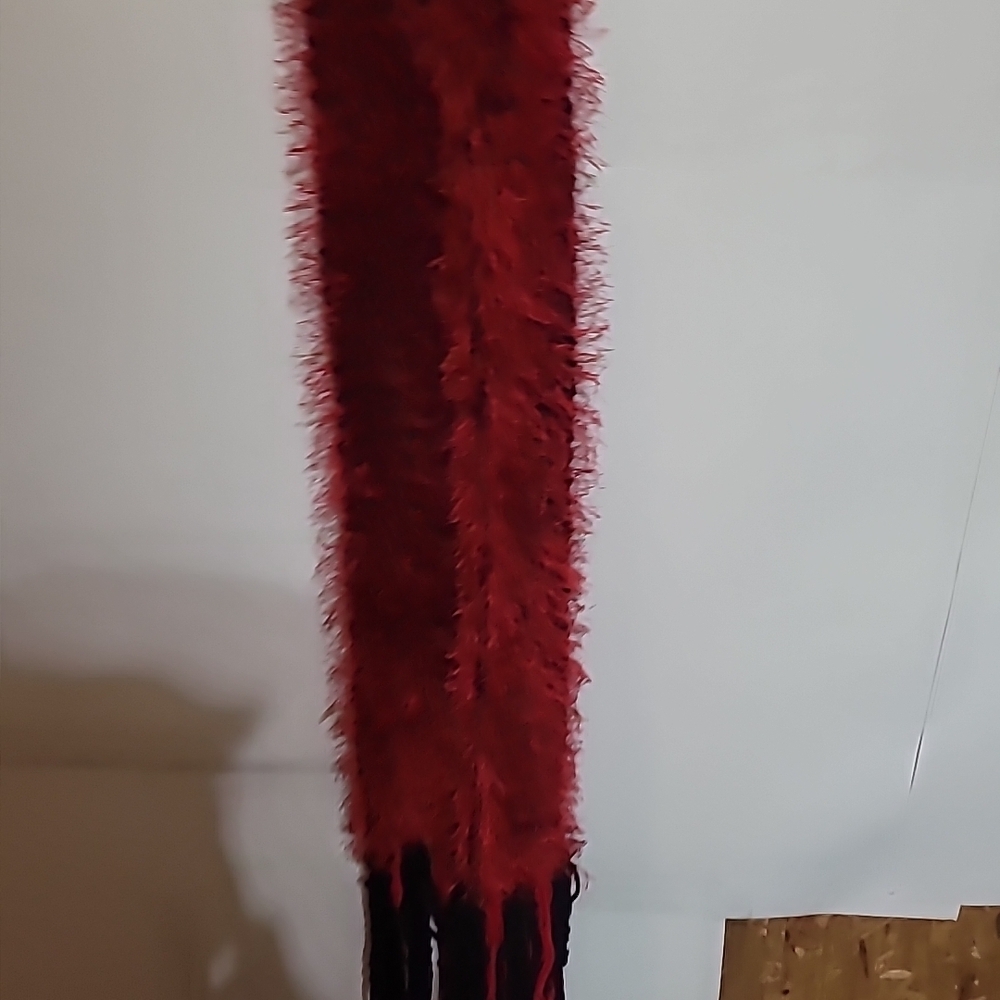 Elegant Red Feathered Scarf